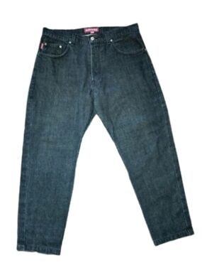 Stussy Men's Straight Jeans 34R Off Black VTG Button Fly 100% Cotton